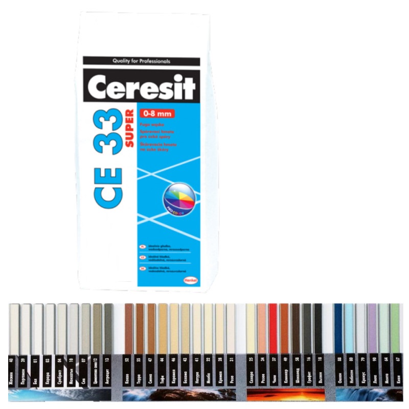 Ceresit CE33 Super. Fine, high quality grout mortar. Clinker(49) 2 Kg Foil Bag
