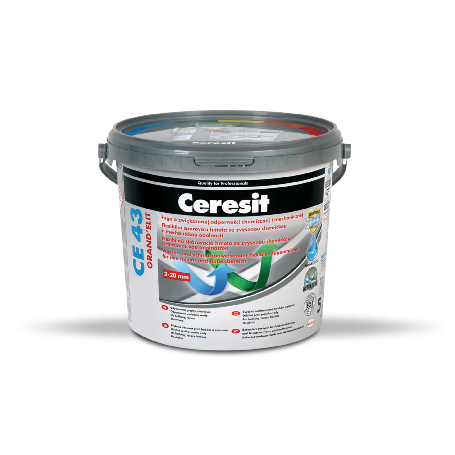 Ceresit CE43 Grand'Elit. Mechanical and water resistant grout mortar. Graphite 5Kg