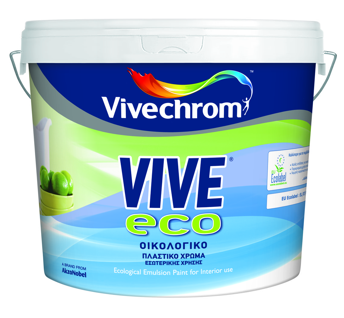 Vivechrom Vive Emulsion Οικολογικό Πλαστικό Χρώμα Matt Finish Λευκό 9L