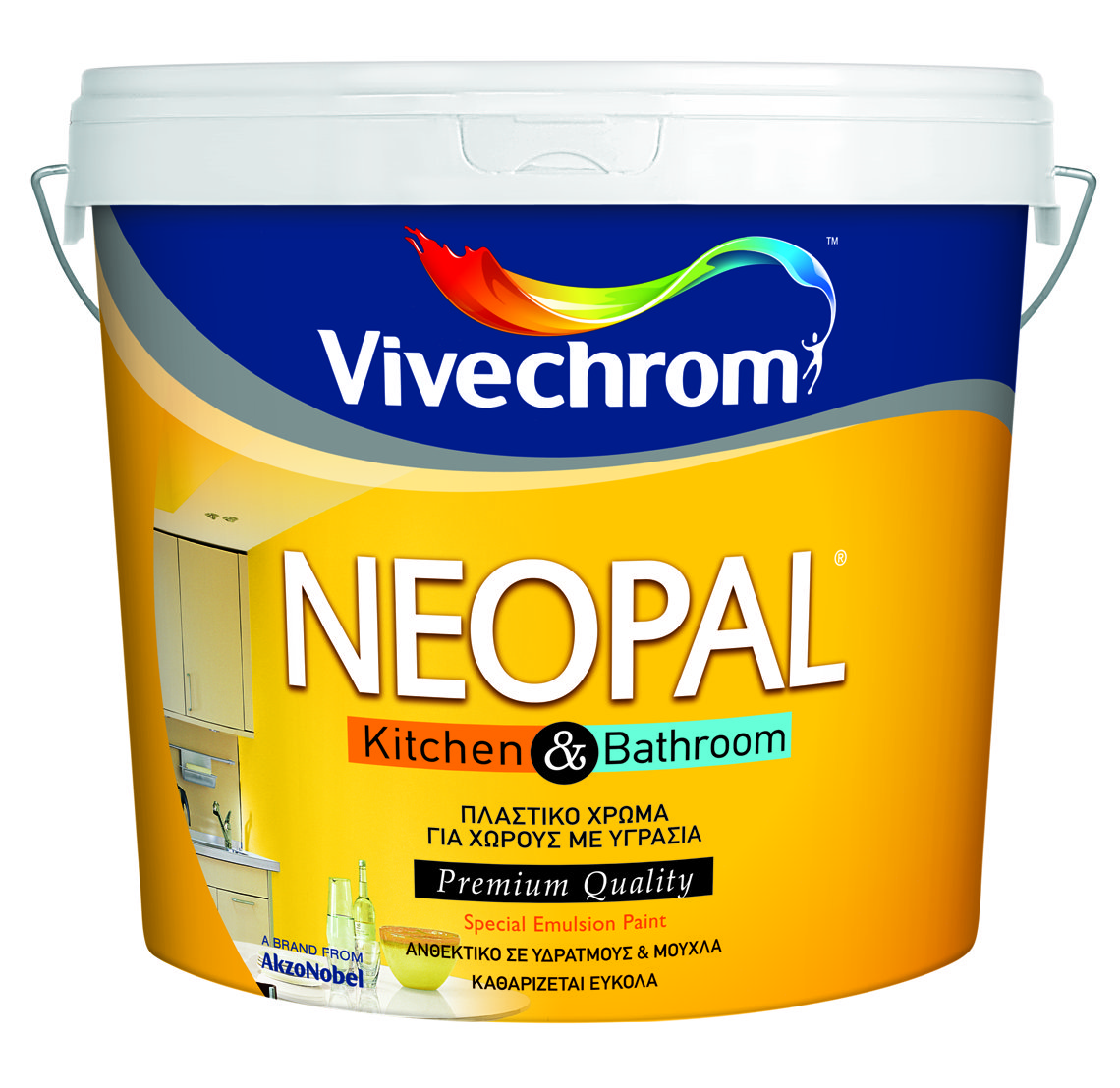 Vivechrom Neopal Kitchen & Bathroom Αντιμικροβιακό Χρώμα για Χώρους με Υγρασία Λευκό 750ml