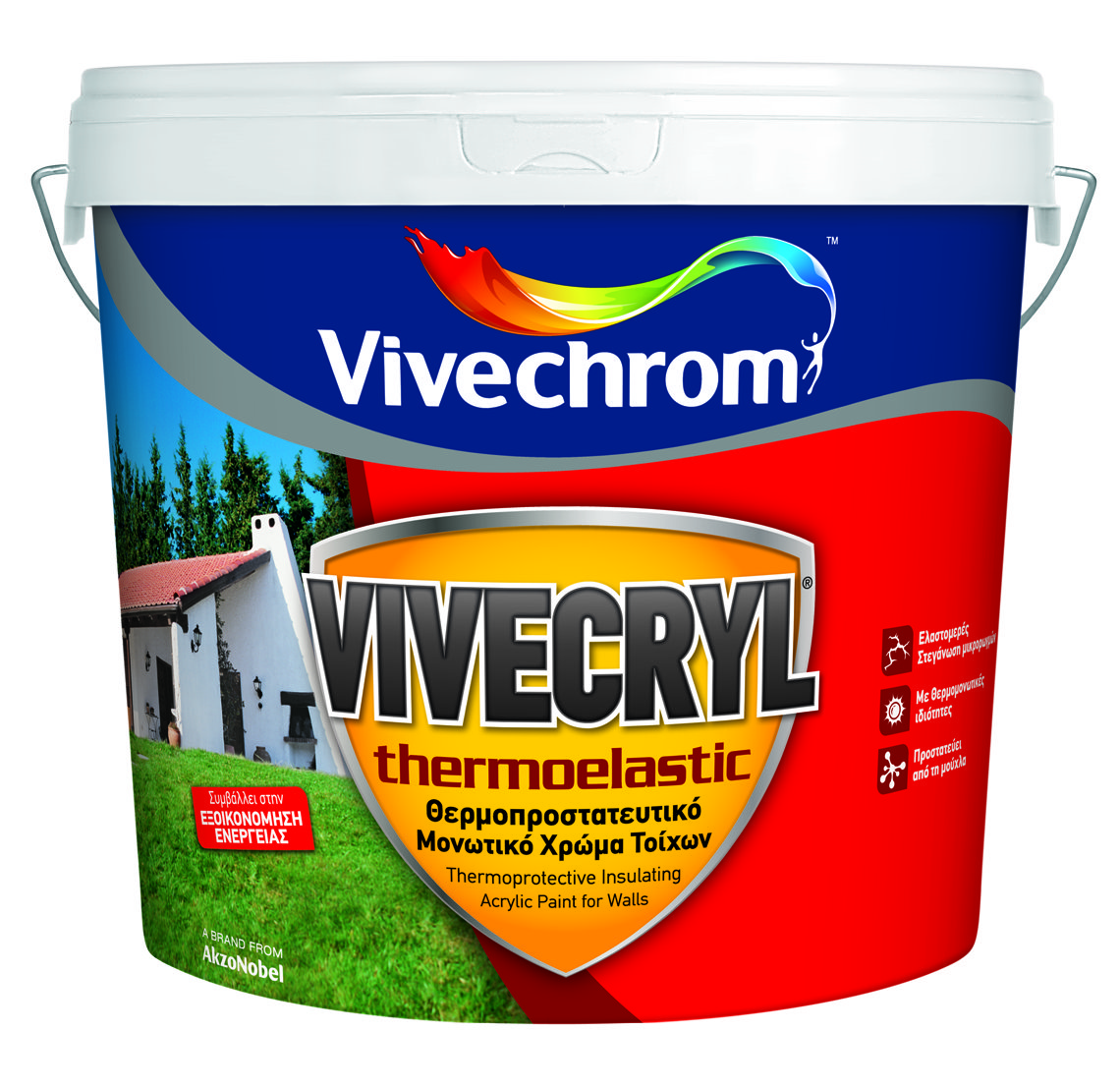 Vivechrom Vivecry Θερμοπροστατευτικό Οικολογικό Ακρυλικό Χρώμα Matt Finish Λευκό 3L