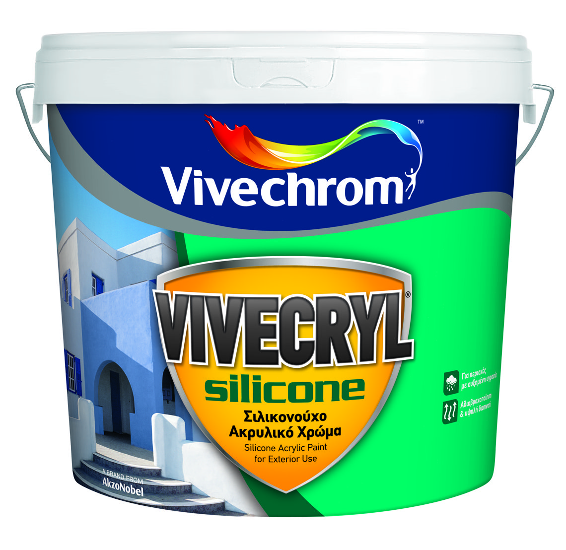Vivechrom Vivecryl Silicone Οικολογικό Ακρυλικό Χρώμα Matt Finish Λευκό 3L