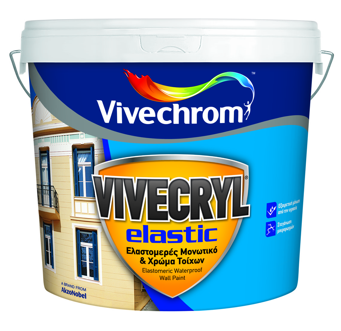 Vivechrom Vivecryl Ελαστομερές Οικολογικό Ακρυλικό Χρώμα Matt Finish Λευκό 10L