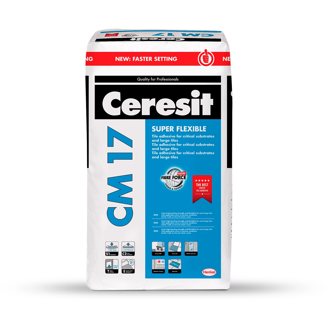 Ceresit CM17 Stop Dust Super Flexible. Premium, flexible  tile adhesive 25kg