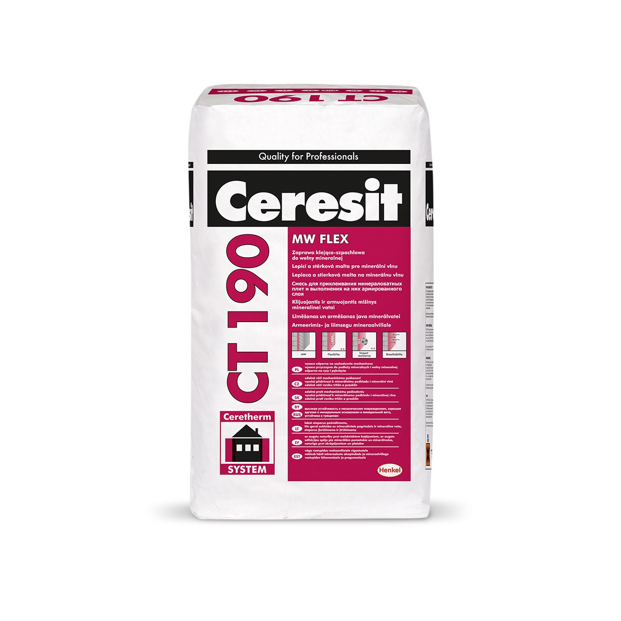Ceresit CT190 MW Flex. Adhesive and Reinforcing mortar for mineral wool 25Kg