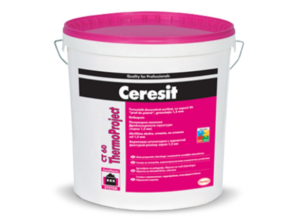 Ceresit CT60 Thermo Project. Acrylic plaster, structure like stone with 1mm, 25Kg