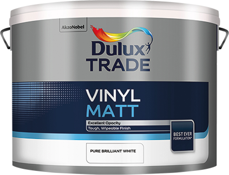 Dulux Trade Vinyl Matt Υψηλής Ποιότητας Ματ Υδατοδιαλυτό Χρώμα. White 10+1L