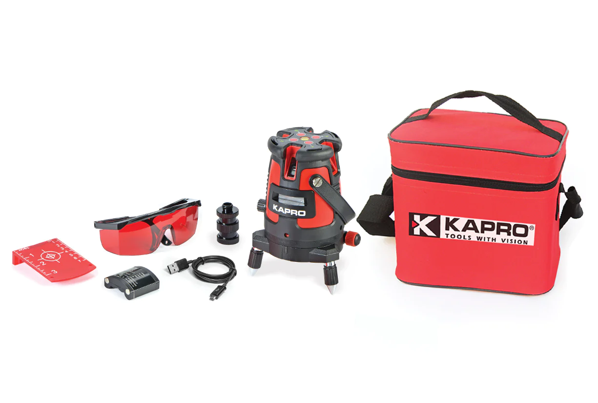 Kapro 875 RED Set PROLASER® Vector Five Line + One Plumb Dot Laser Level + Tripod Set